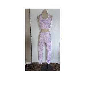 Light Purple / Pik Tie Dye Yoga Pant & Bra Matching Set